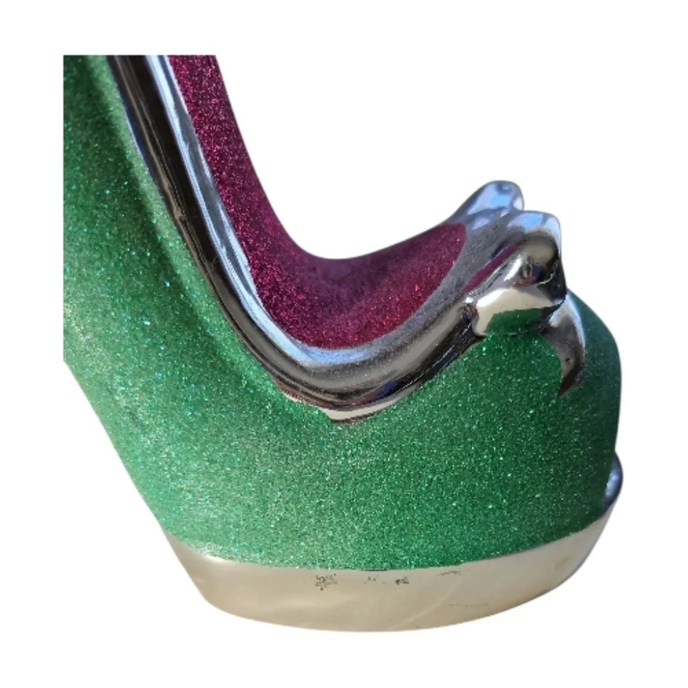 Green and Pink Glitter Women's Shoe Vase - Picture 7 of 8